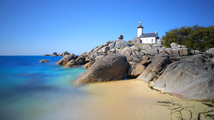 Image showing Pontusval lighthouse in Brittany