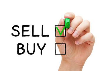 Image showing Choosing To Sell Not To Buy Check Mark Concept