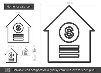 Image showing Home for sale line icon.