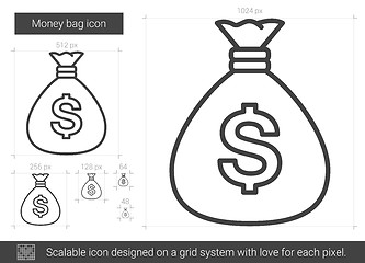 Image showing Money bag line icon.