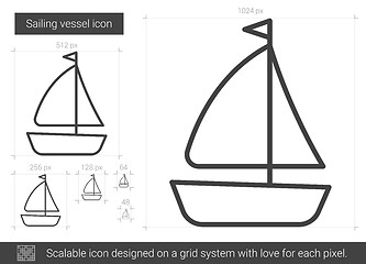 Image showing Sailing vessel line icon.