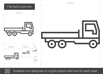 Image showing Flat bed truck line icon.