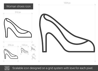 Image showing Woman shoes line icon.