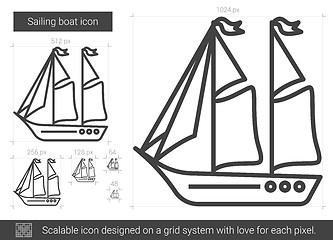 Image showing Sailing boat line icon.