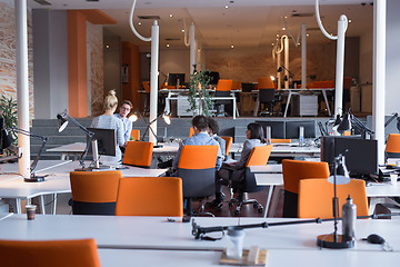 Image showing Young Business Team At A Meeting at modern office building