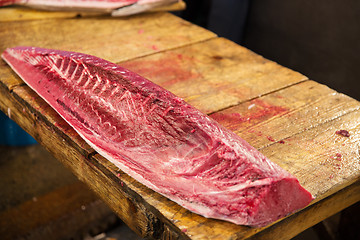 Image showing fresh tuna fish at japanese street market