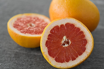 Image showing close up of fresh juicy grapefruits