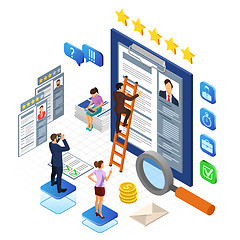 Image showing Online Isometric Employment and Hiring Concept