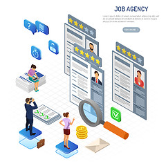 Image showing Online Isometric Employment and Hiring Concept