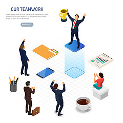 Image showing Isometric Business Teamwork Success Concept