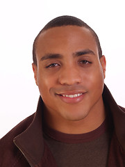 Image showing Young Black Man Smiling Portrait in Jacket