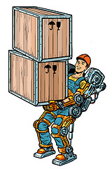 Image showing container loader. working in the exoskeleton