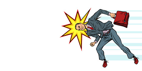 Image showing businessman ramming head obstacle