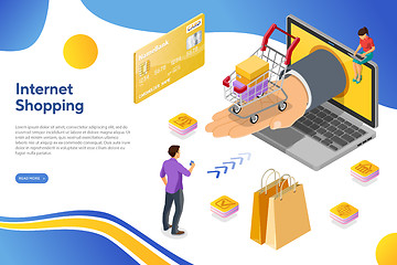 Image showing Internet Shopping Online Payments Isometric Concept