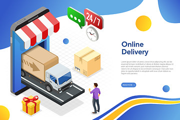 Image showing Internet Shopping Online Delivery Isometric Concept