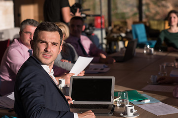 Image showing Business Team At A Meeting at modern office building