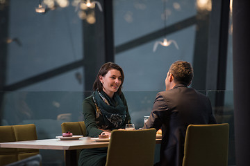 Image showing Couple on a romantic dinner at the restaurant