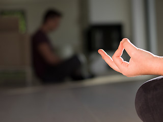 Image showing young woman doing morning yoga exercises