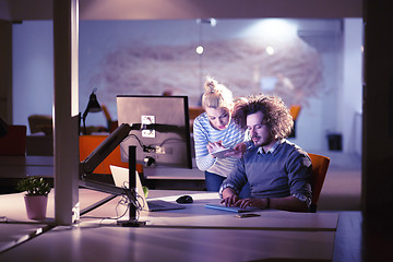 Image showing young designers in the night office