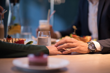 Image showing Couple on a romantic dinner at the restaurant