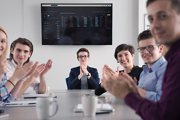 Image showing Group of young people meeting in startup office