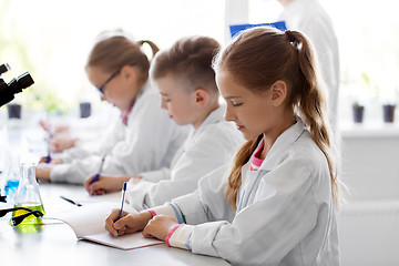 Image showing kids studying chemistry at school laboratory