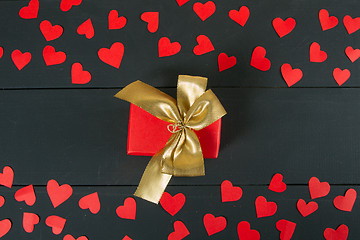 Image showing Gift boxes on wooden table