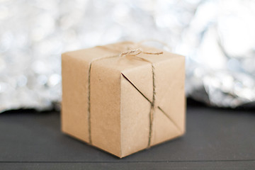 Image showing Gift boxes on wooden table