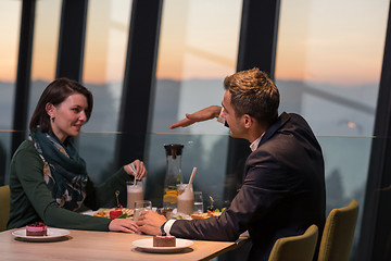 Image showing Couple on a romantic dinner at the restaurant