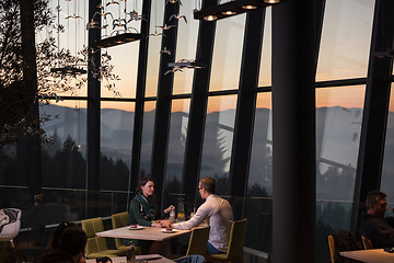 Image showing Couple on a romantic dinner at the restaurant