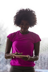 Image showing african american woman using tablet