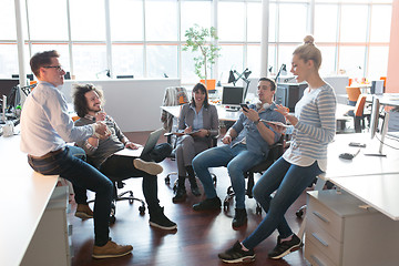 Image showing Young Business Team At A Meeting at modern office building