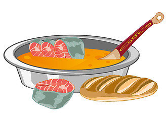 Image showing Fish soup on white background is insulated