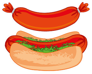 Image showing Vector illustration of meal of the quick preparation hot dog