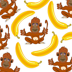 Image showing Wildlife ape and banana decorative pattern.Vector illustration
