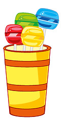 Image showing Sweet lollipop on stick in glass.Vector illustration