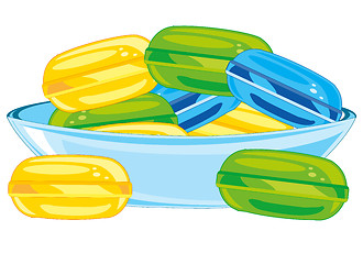 Image showing Vector illustration of the sweetmeats lollipop colour in saucer