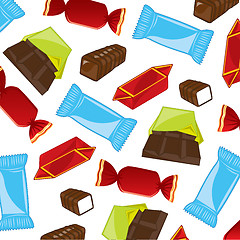 Image showing Decorative pattern from sweetmeats and chocolate.Vector illustration