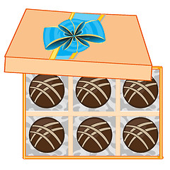 Image showing Gift box with chocolate sweetmeat decorative.Vector illustration