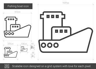 Image showing Fishing boat line icon.