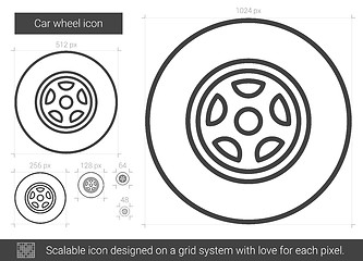 Image showing Car wheel line icon.