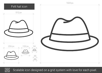 Image showing Felt hat line icon.