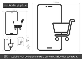 Image showing Mobile shopping line icon.