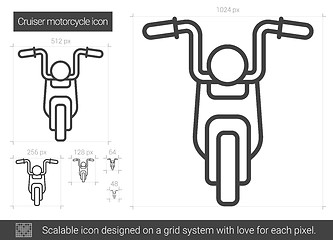 Image showing Cruiser motorcycle line icon.