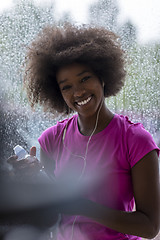 Image showing portrait of young afro american woman in gym