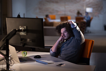 Image showing businessman relaxing at the desk