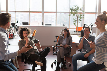 Image showing Young Business Team At A Meeting at modern office building