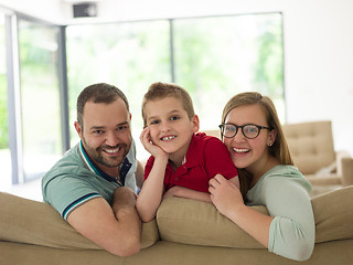 Image showing family with little boy enjoys in the modern living room