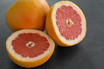 Image showing close up of fresh juicy grapefruits