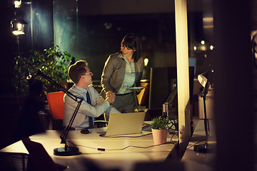 Image showing young designers in the night office